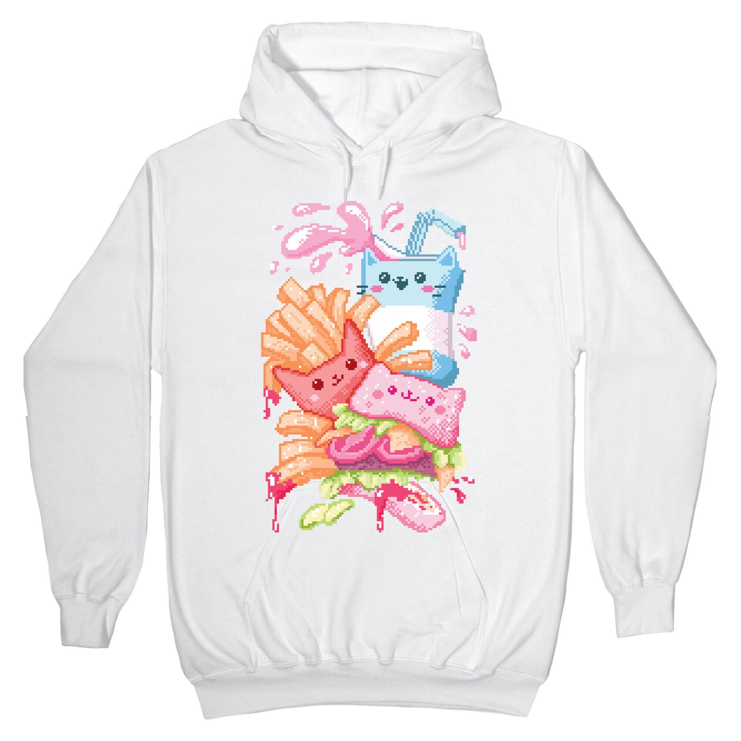 Purrger and fries Pixel Art Hoodie