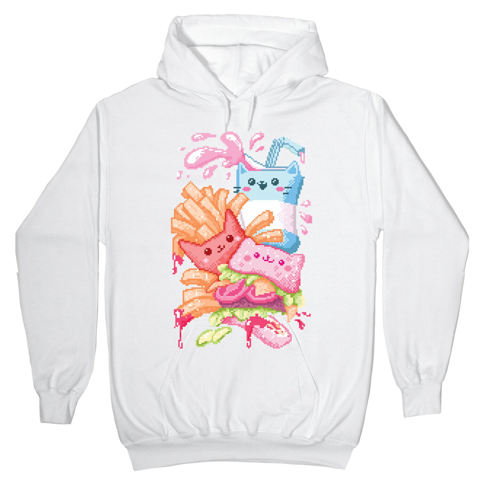 Purrger and fries Pixel Art Hoodie