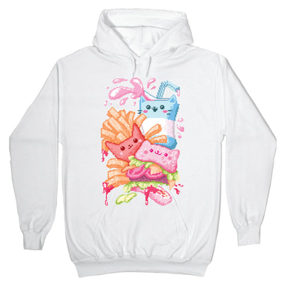 Purrger and fries Pixel Art Hoodie