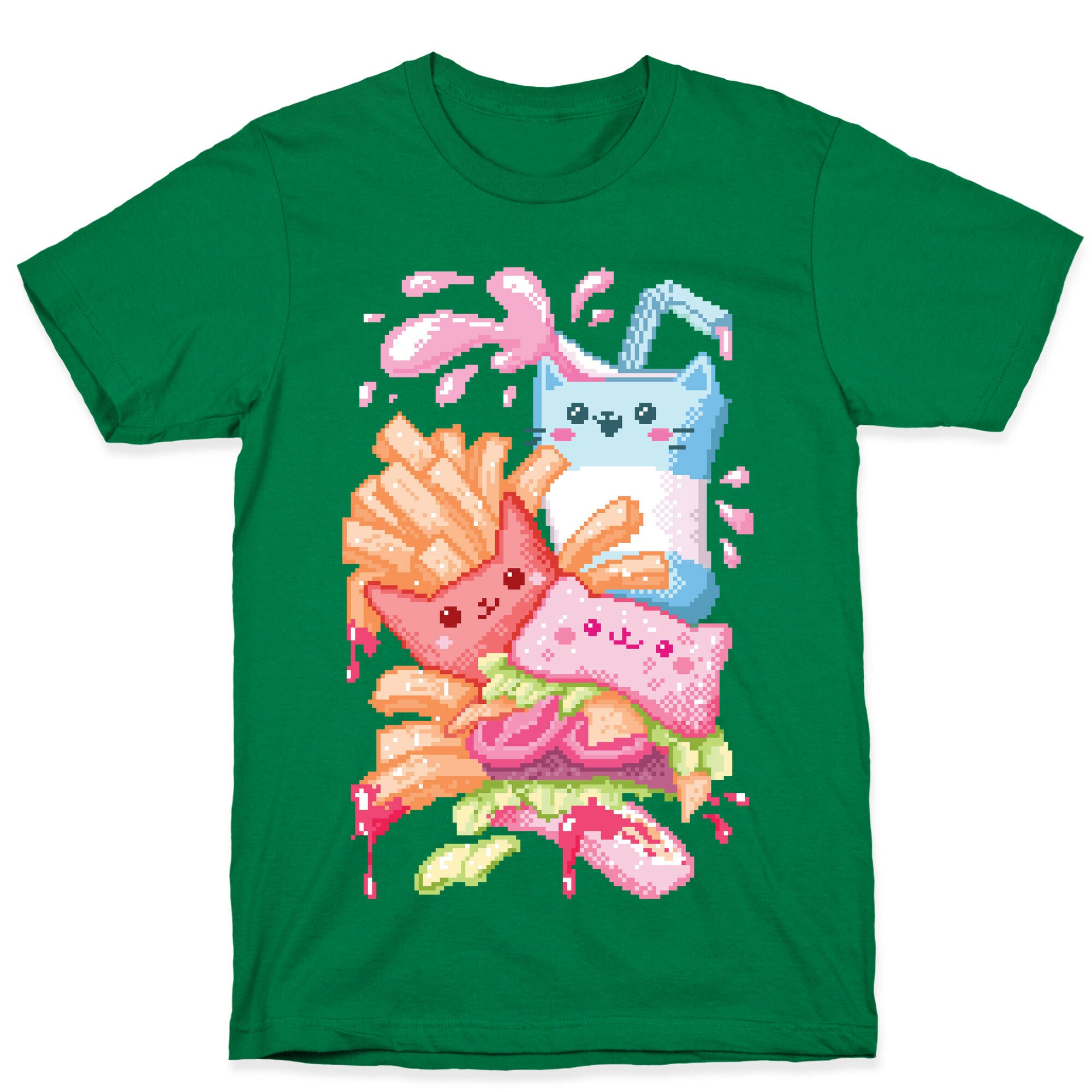 Purrger and fries Pixel Art T-Shirt