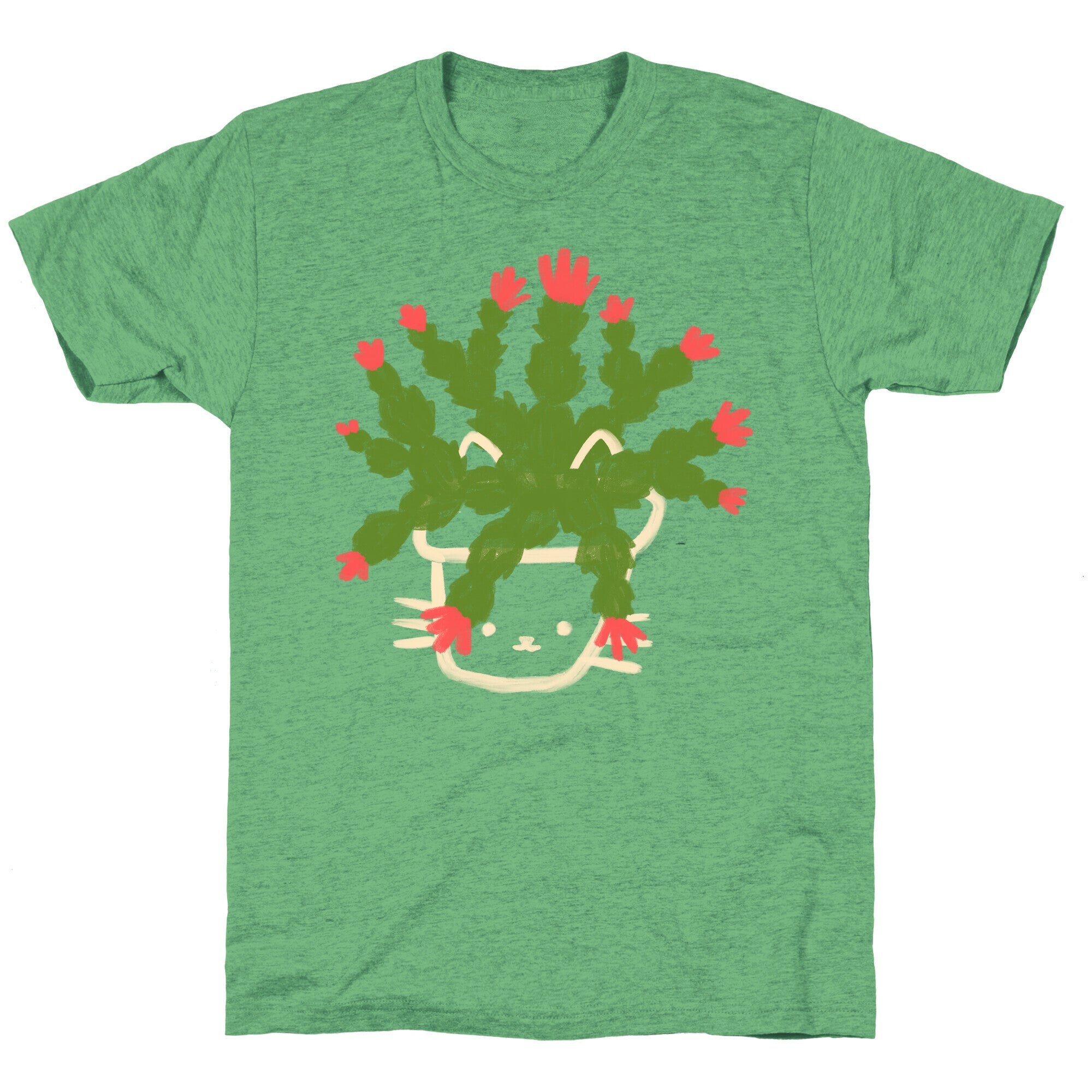 Christmas Cactus Cat Unisex Triblend Tee