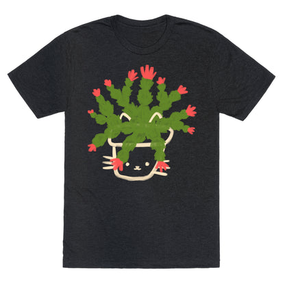Christmas Cactus Cat Unisex Triblend Tee