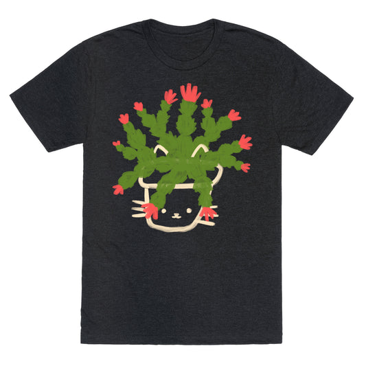 Christmas Cactus Cat Unisex Triblend Tee