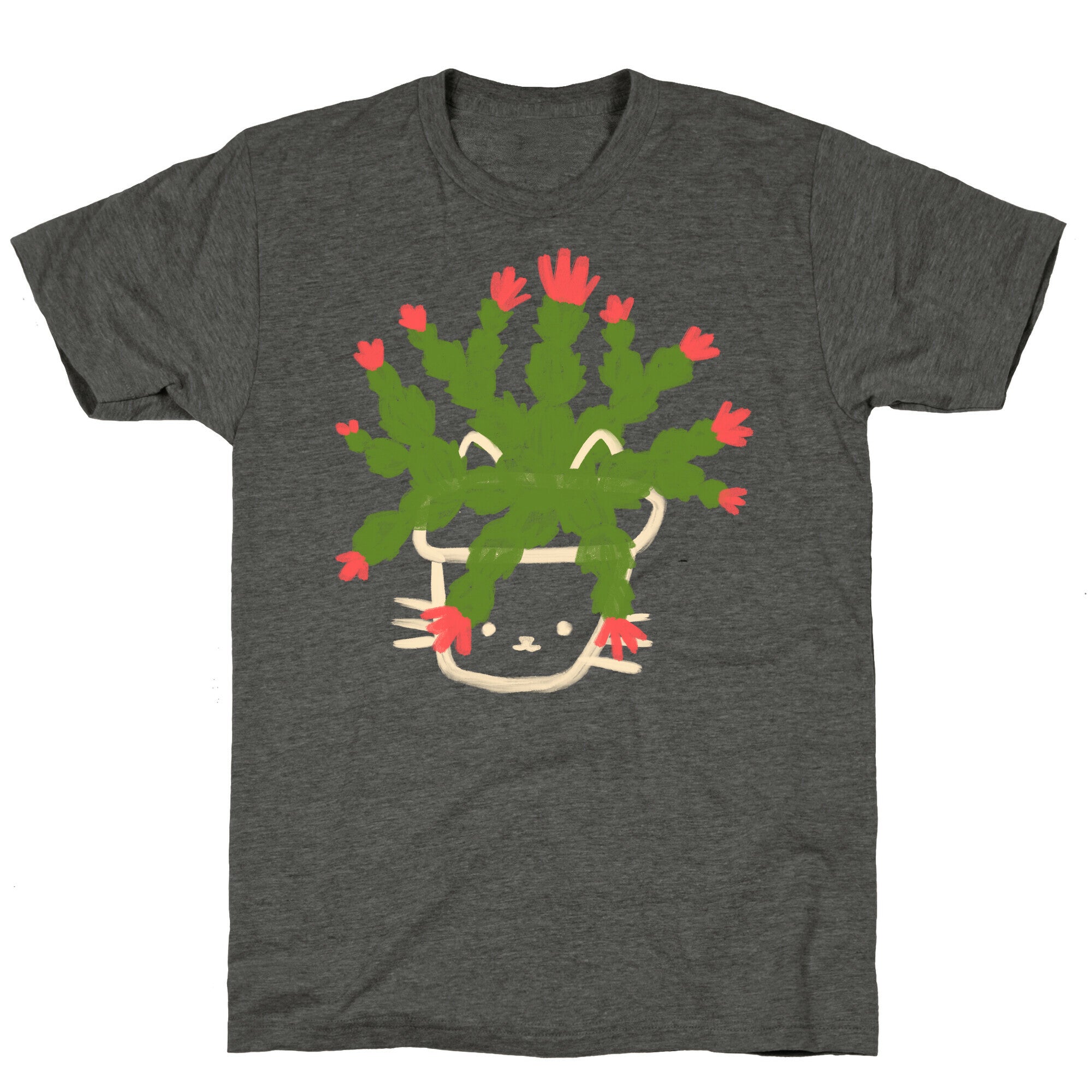 Christmas Cactus Cat Unisex Triblend Tee