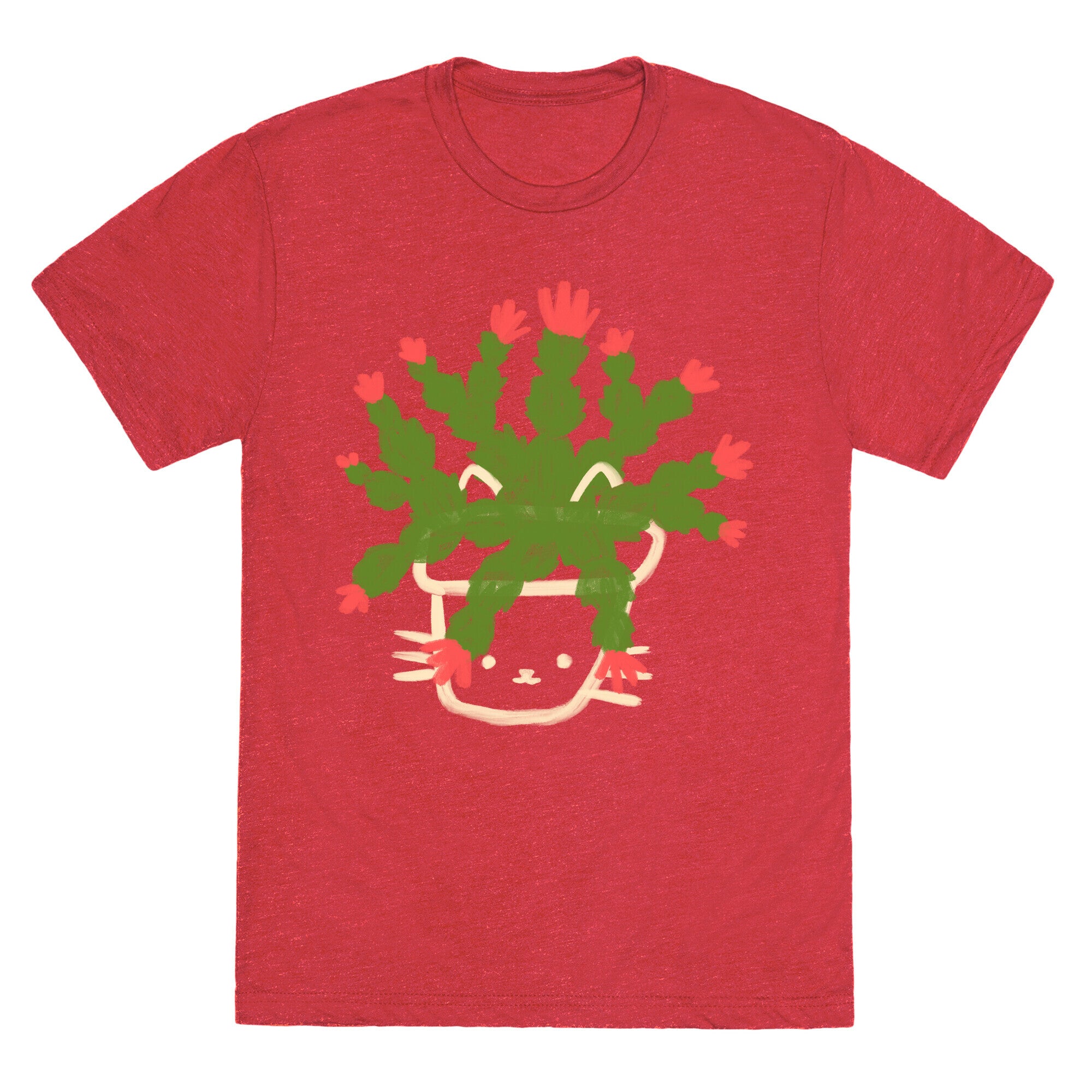 Christmas Cactus Cat Unisex Triblend Tee