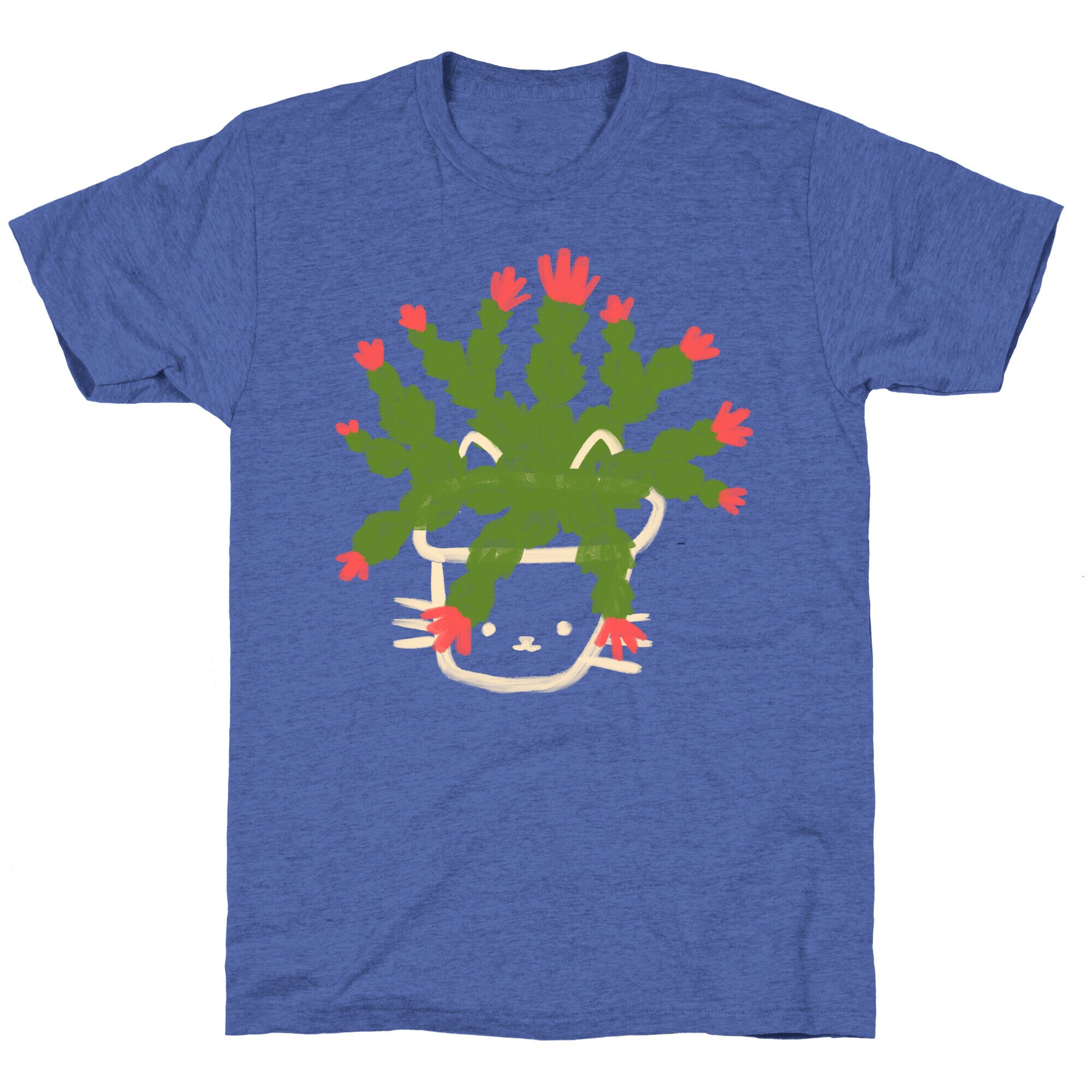 Christmas Cactus Cat Unisex Triblend Tee