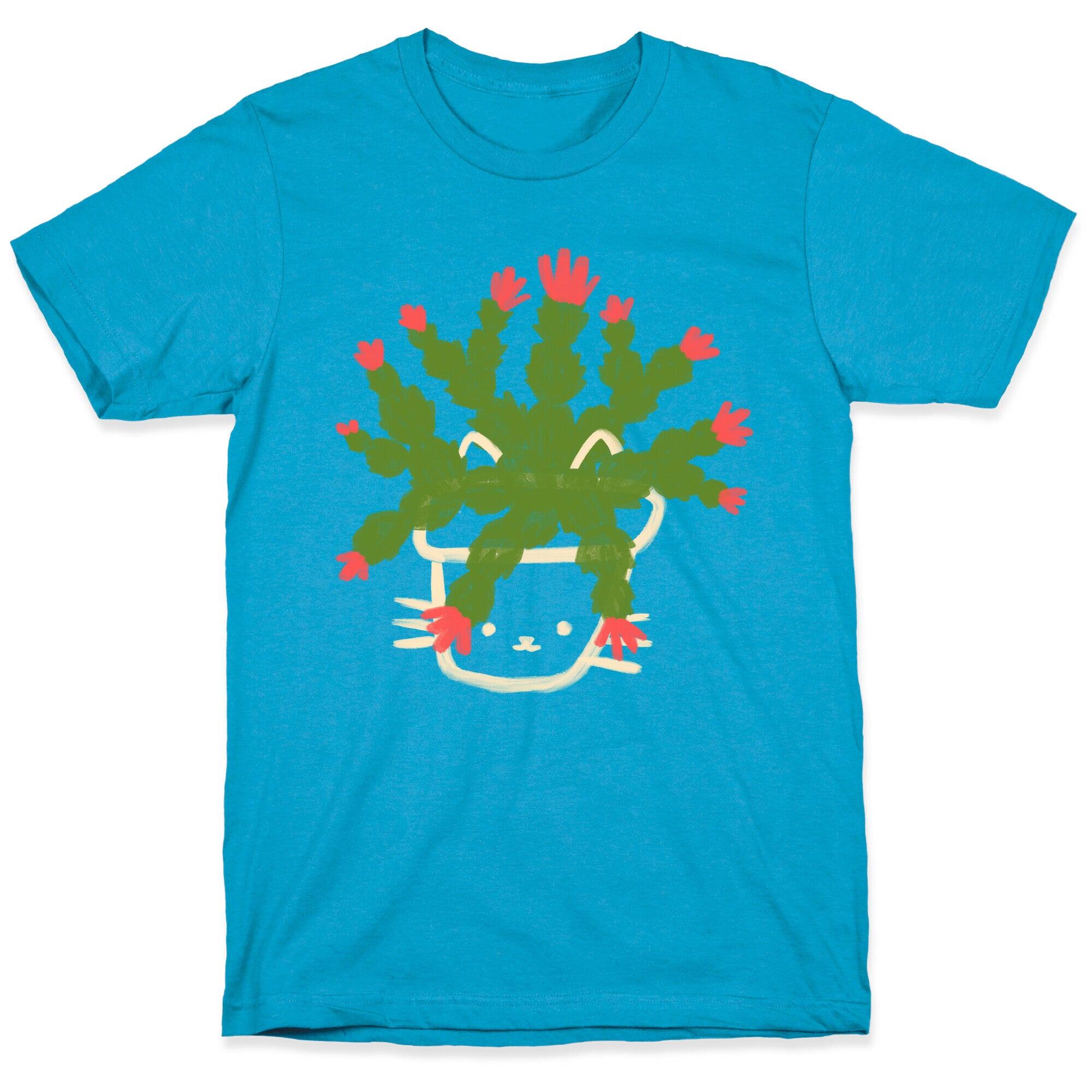 Christmas Cactus Cat Unisex Triblend Tee