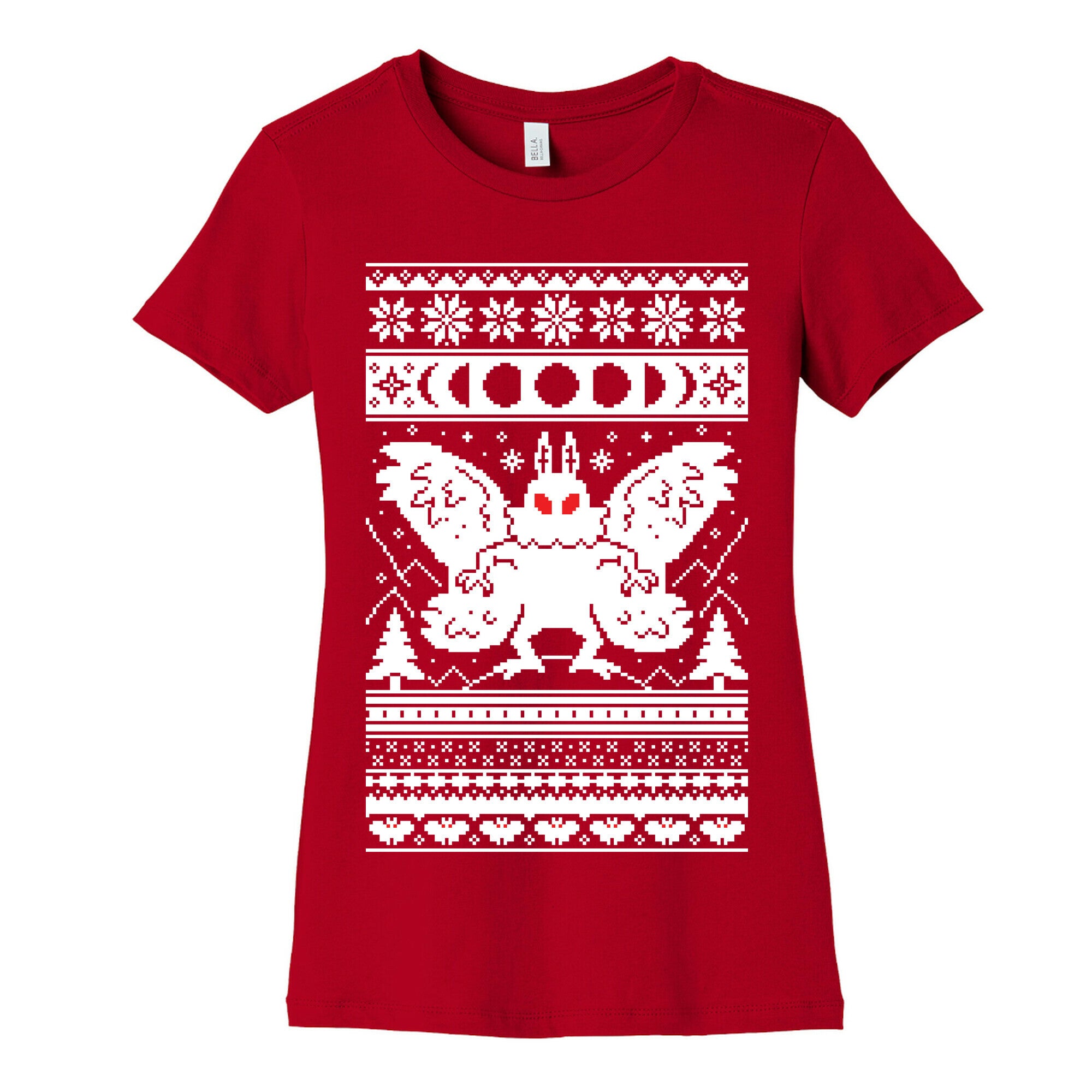 Mothman Ugly Sweater Pattern Women's Cotton Tee