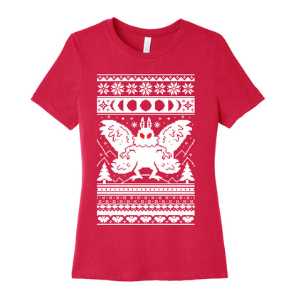 Mothman Ugly Sweater Pattern Women's Cotton Tee