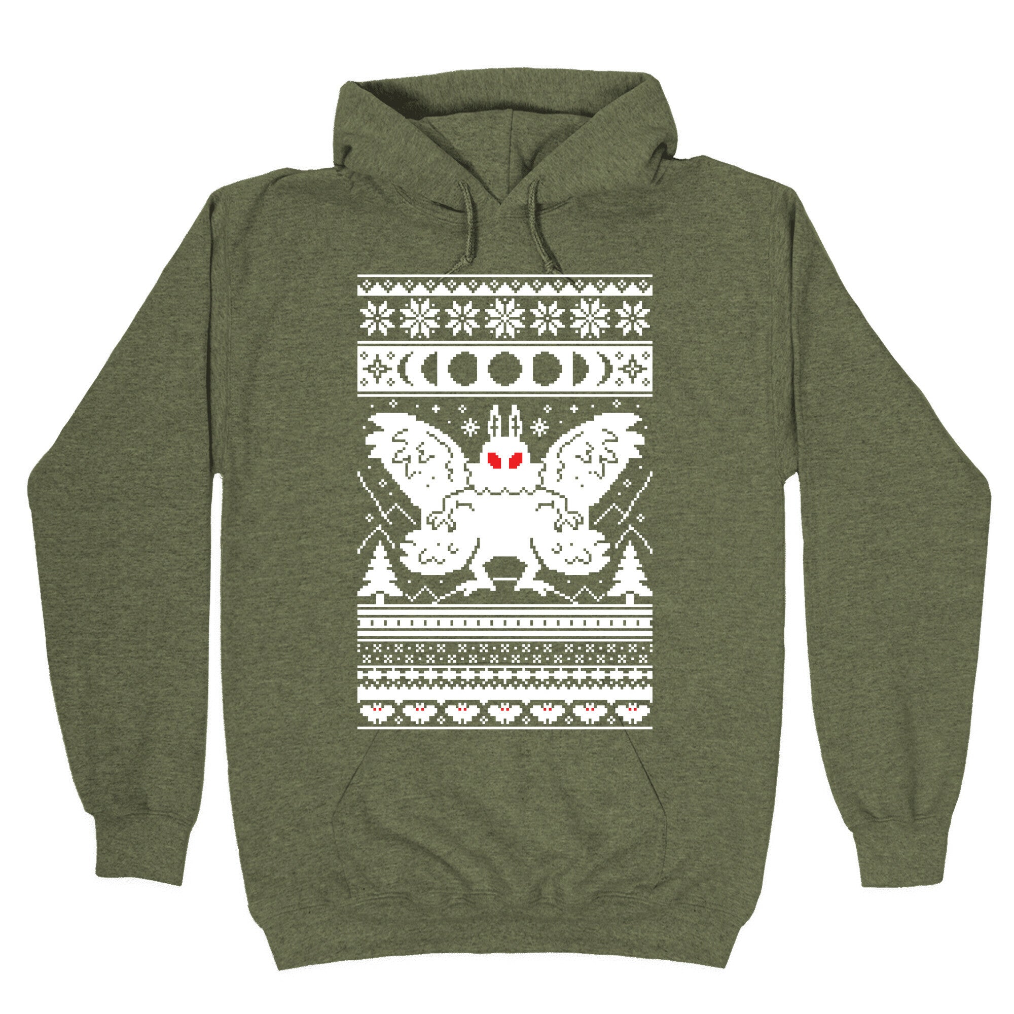 Mothman Ugly Sweater Pattern Hoodie