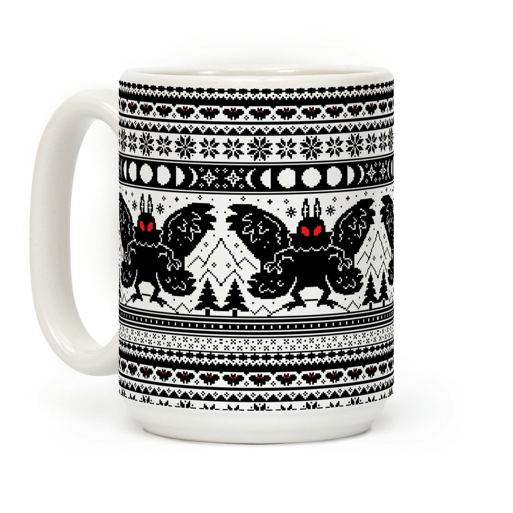 Mothman Ugly Sweater Pattern Coffee Mug