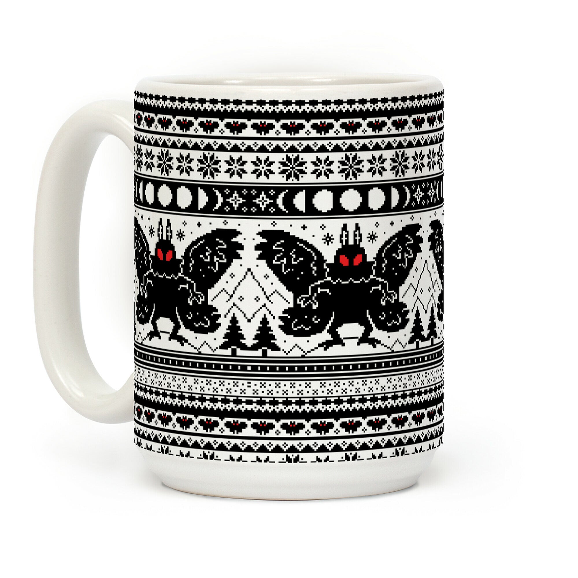 Mothman Ugly Sweater Pattern Coffee Mug