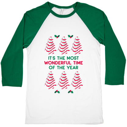 It's the Most Wonderful Time of the Year (Holiday Tree Cake Time) Baseball Tee