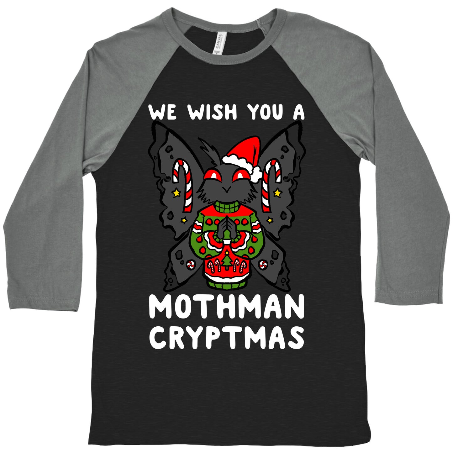 We Wish You A Mothman Cryptmas Baseball Tee