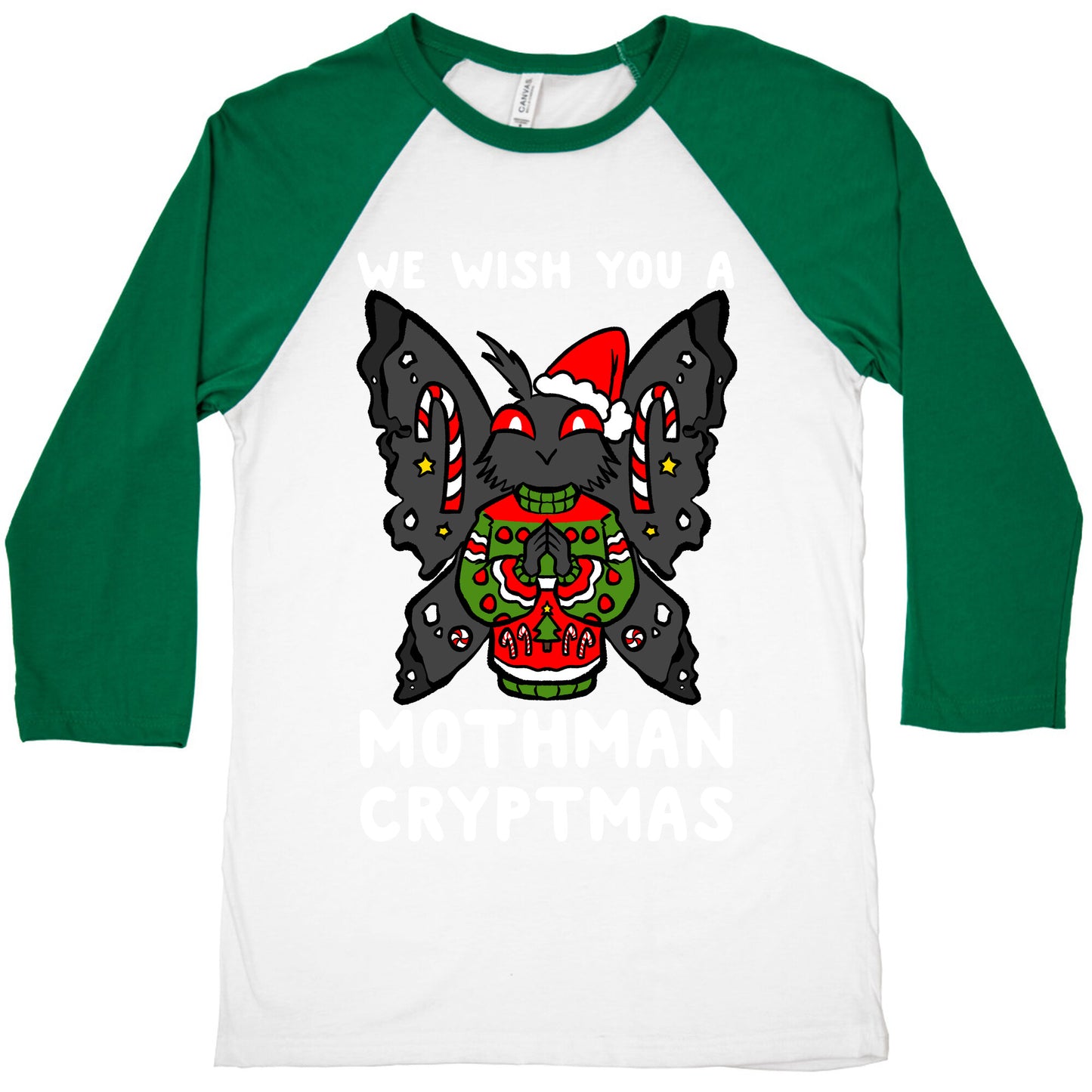 We Wish You A Mothman Cryptmas Baseball Tee