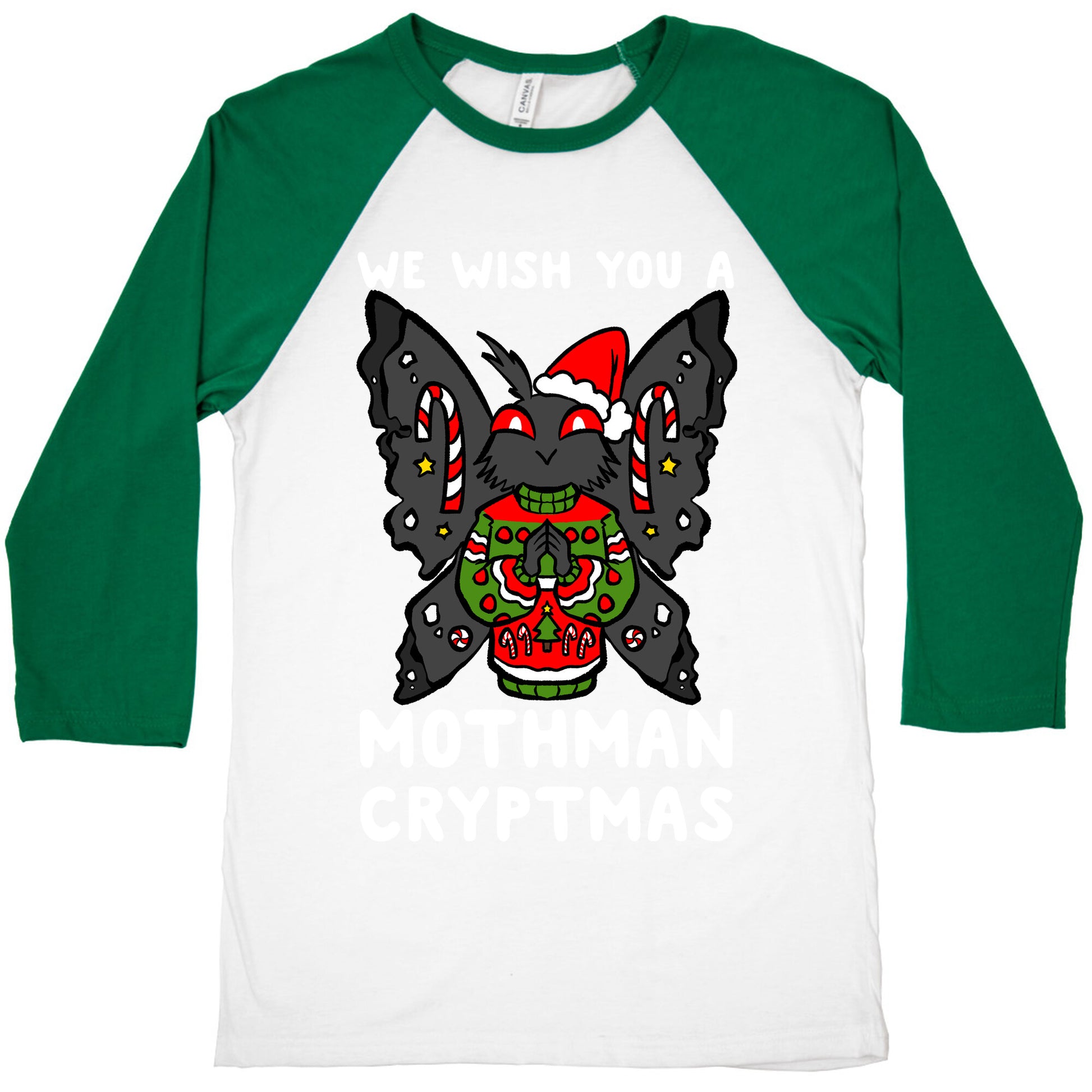 We Wish You A Mothman Cryptmas Baseball Tee