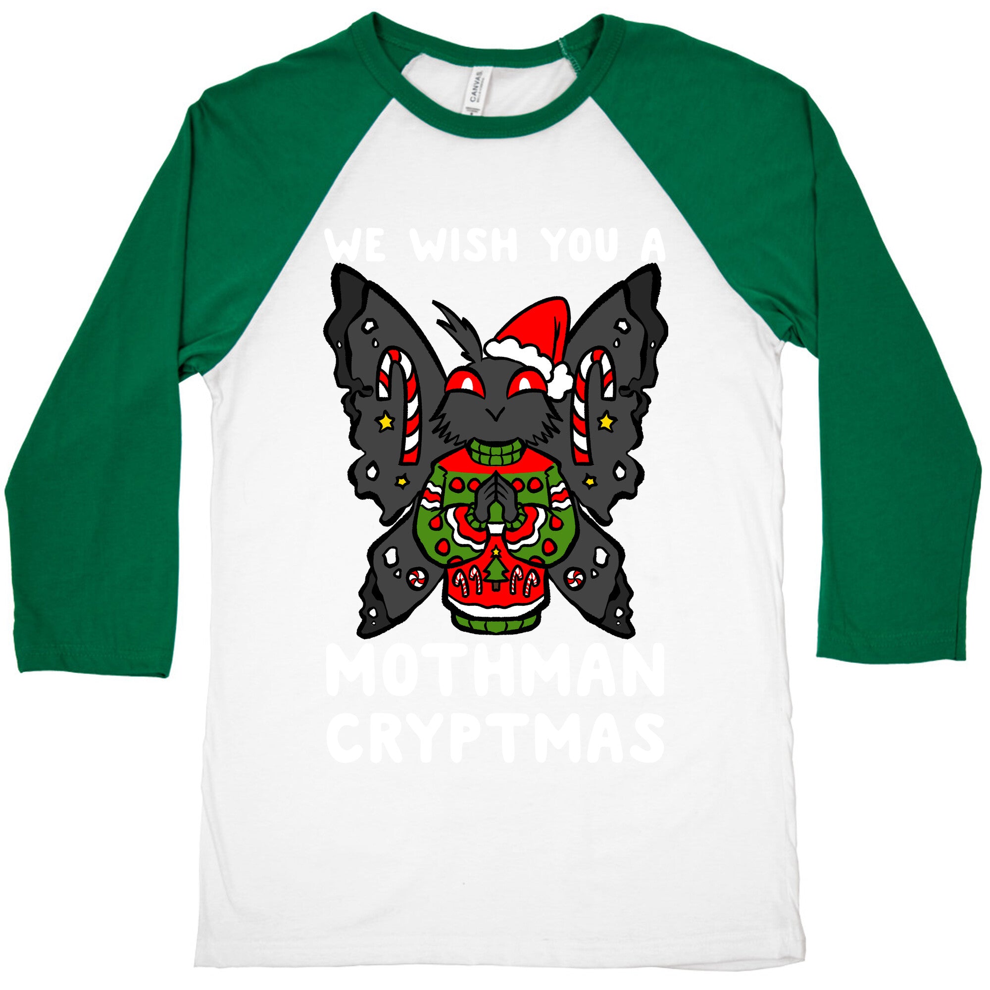 We Wish You A Mothman Cryptmas Baseball Tee