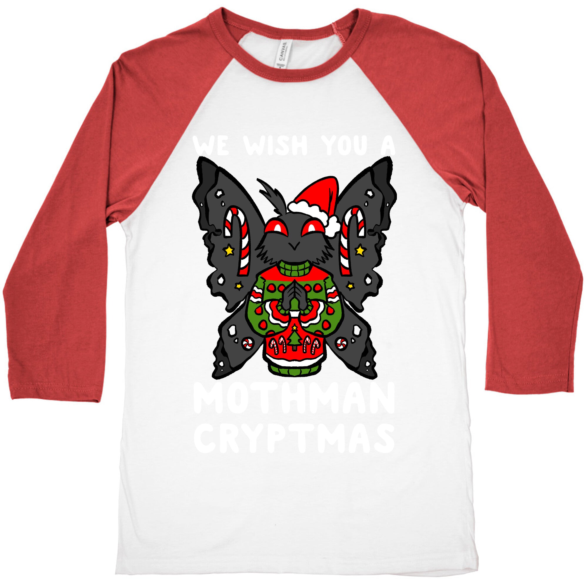 We Wish You A Mothman Cryptmas Baseball Tee