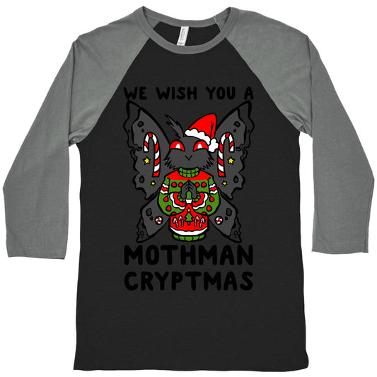 We Wish You A Mothman Cryptmas Baseball Tee
