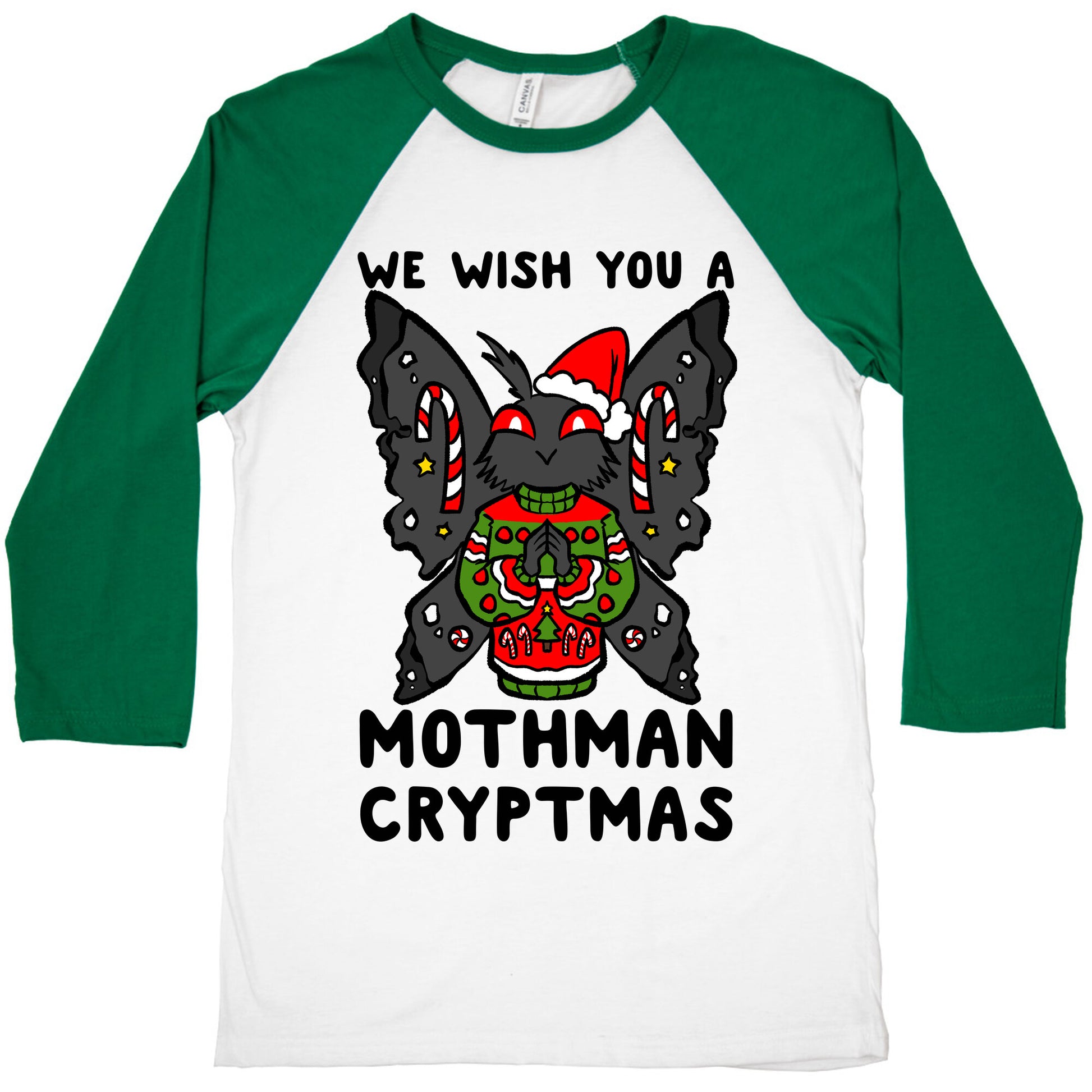 We Wish You A Mothman Cryptmas Baseball Tee