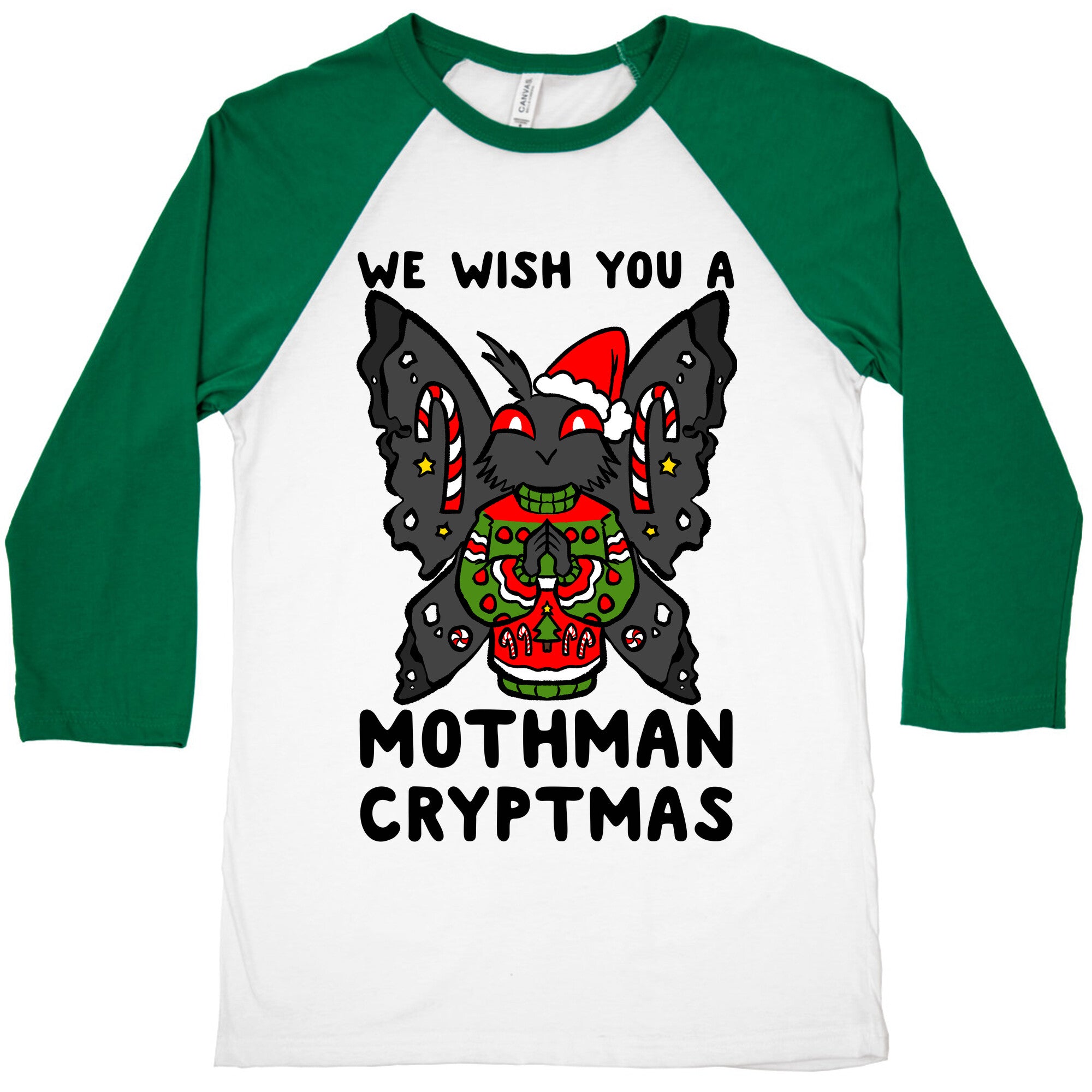 We Wish You A Mothman Cryptmas Baseball Tee