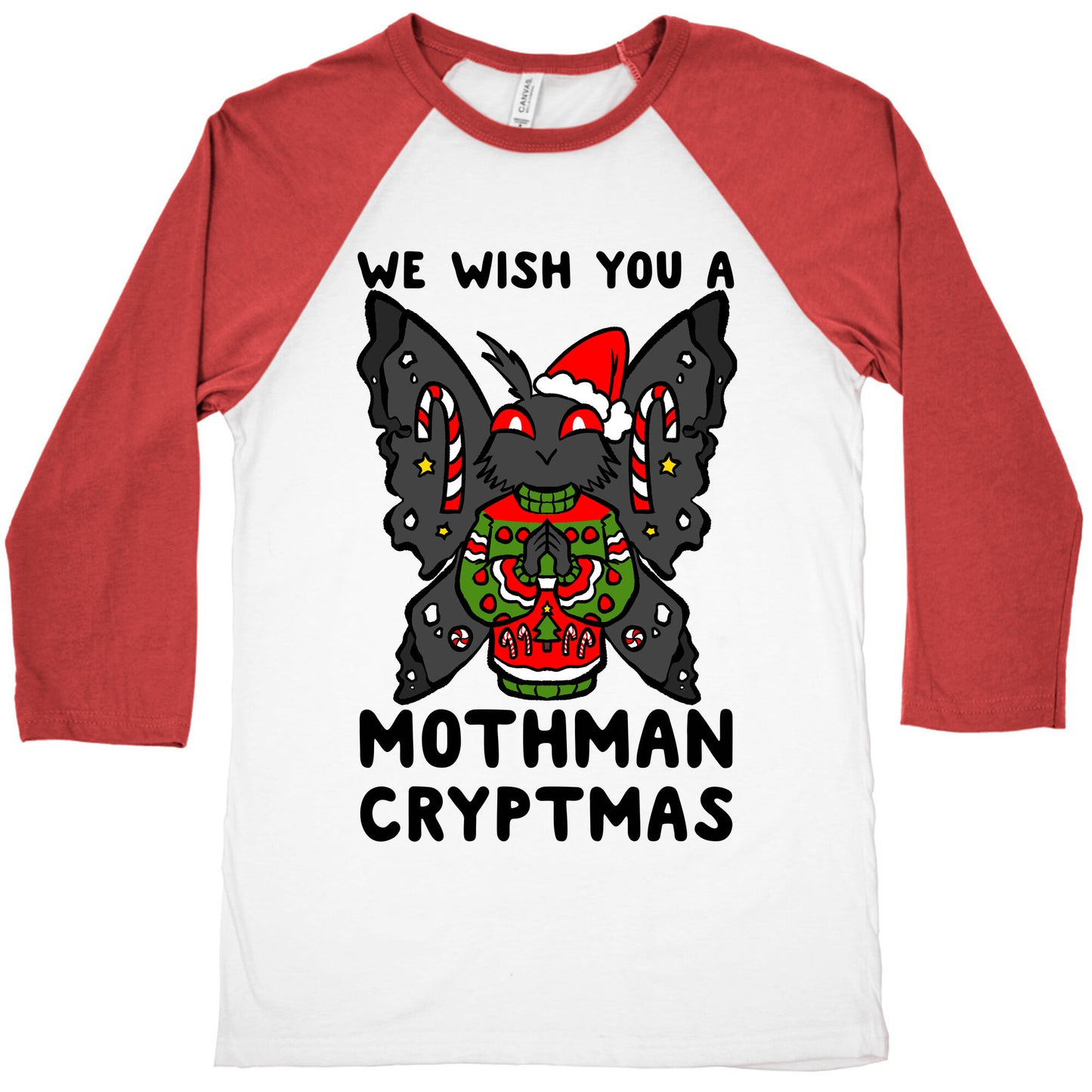 We Wish You A Mothman Cryptmas Baseball Tee