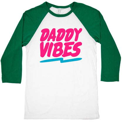 Daddy Vibes White Print Baseball Tee