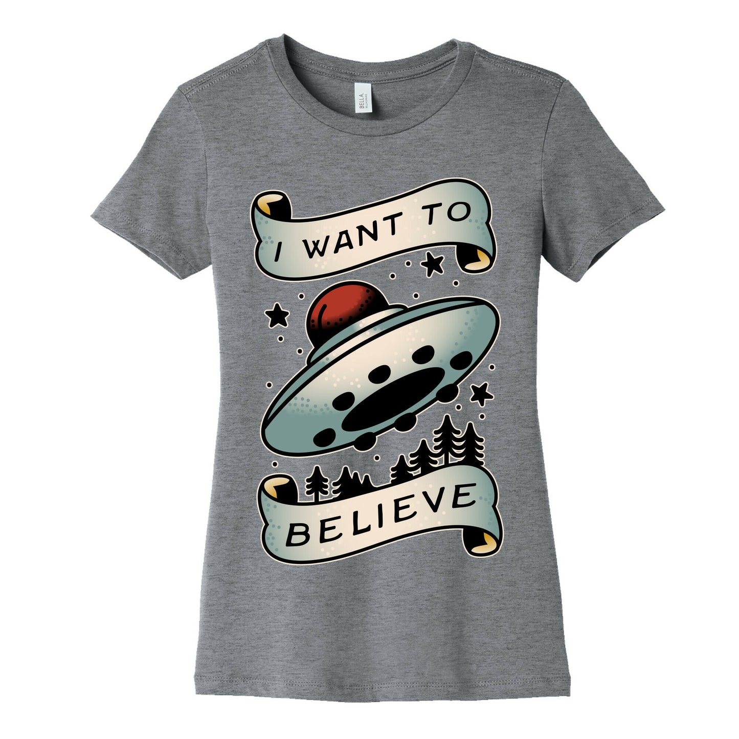 I Want to Believe (Old School Tattoo) Women's Cotton Tee