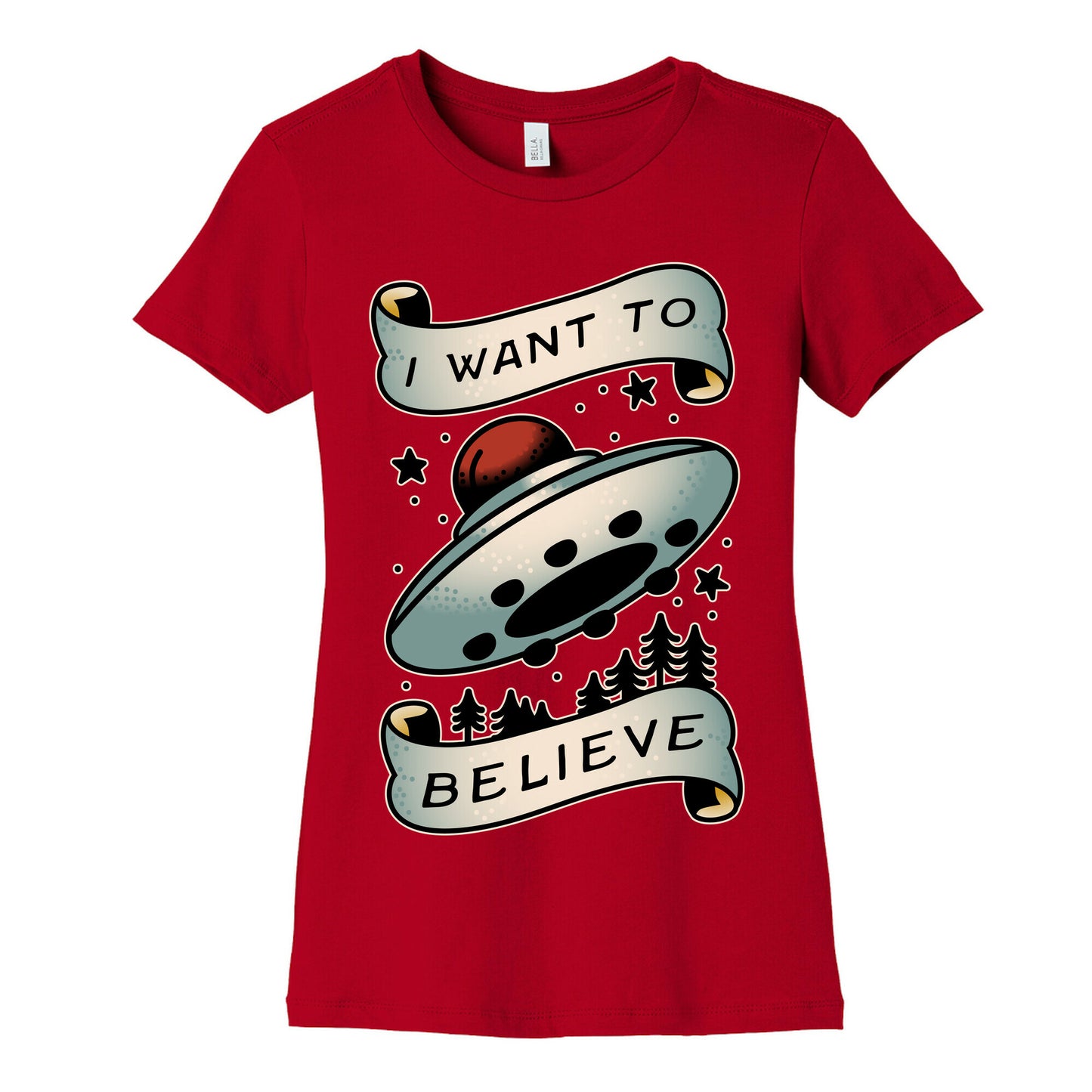 I Want to Believe (Old School Tattoo) Women's Cotton Tee