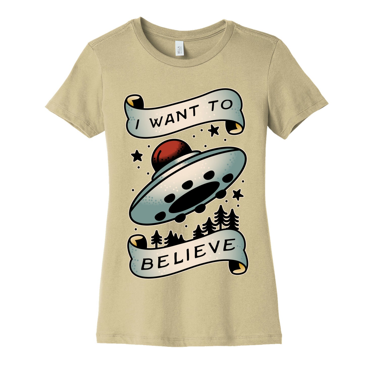 I Want to Believe (Old School Tattoo) Women's Cotton Tee