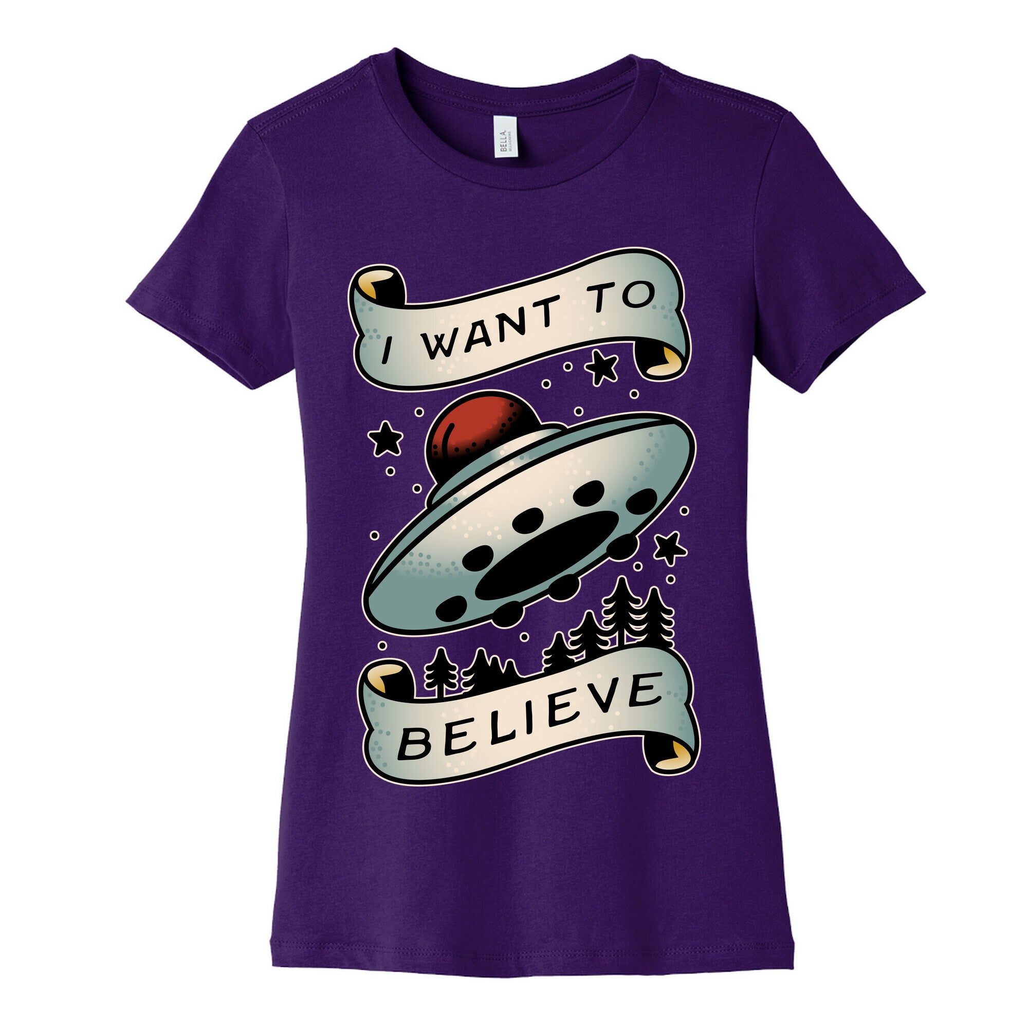 I Want to Believe (Old School Tattoo) Women's Cotton Tee