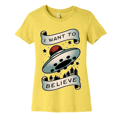 I Want to Believe (Old School Tattoo) Women's Cotton Tee