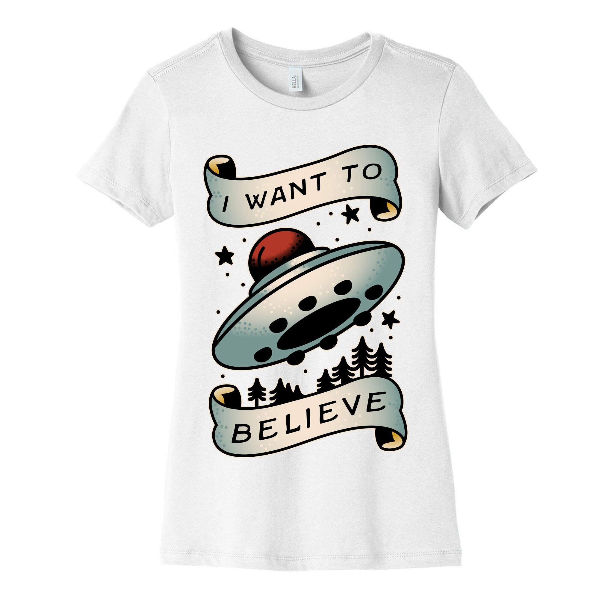 I Want to Believe (Old School Tattoo) Women's Cotton Tee