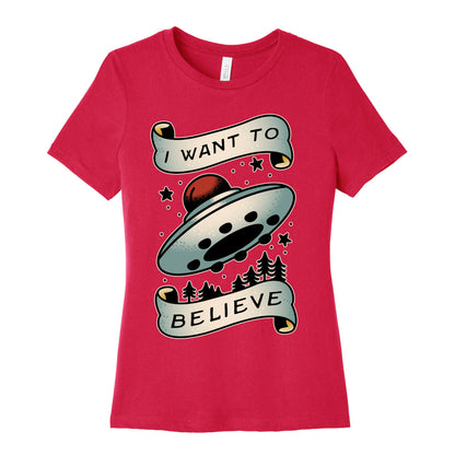 I Want to Believe (Old School Tattoo) Women's Cotton Tee