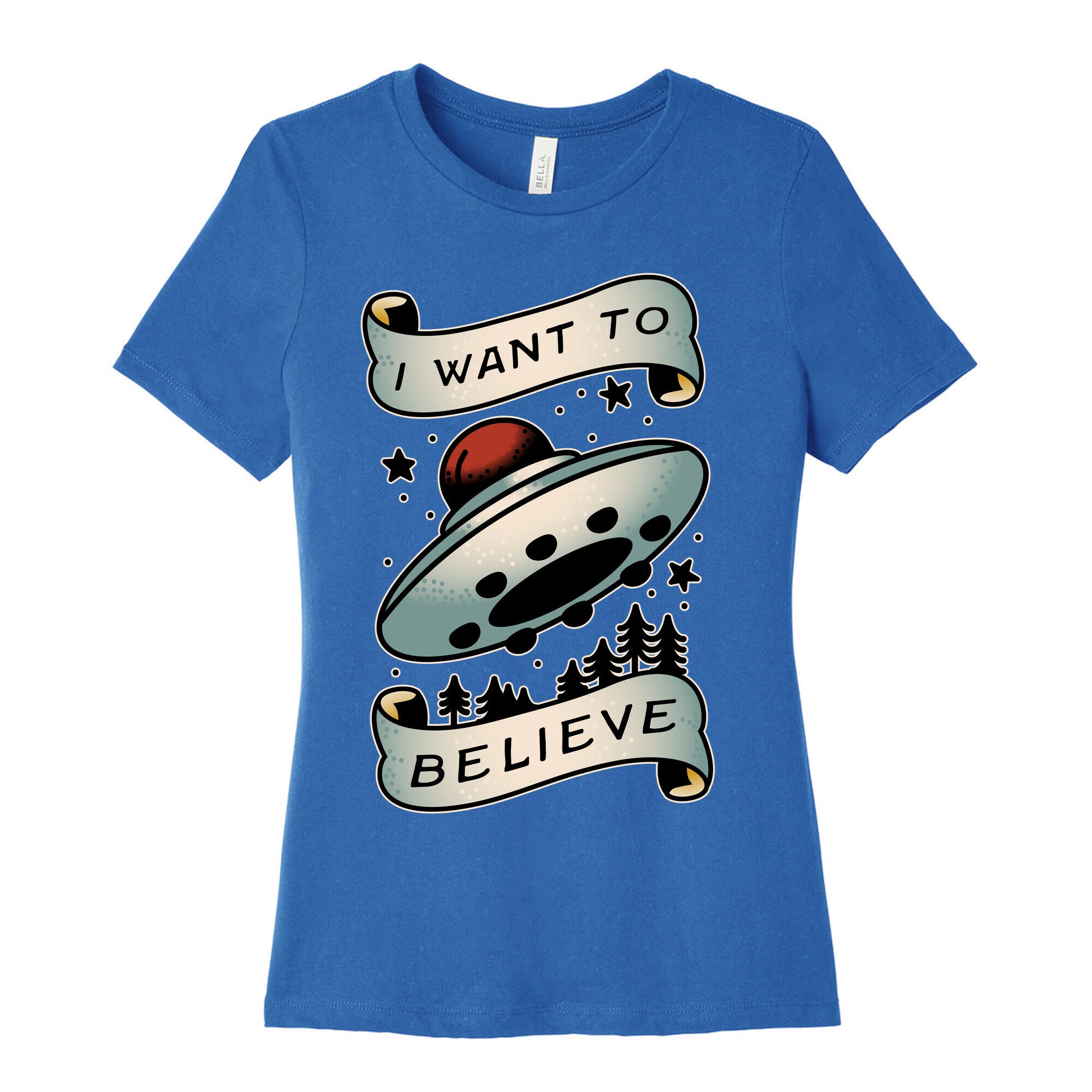 I Want to Believe (Old School Tattoo) Women's Cotton Tee