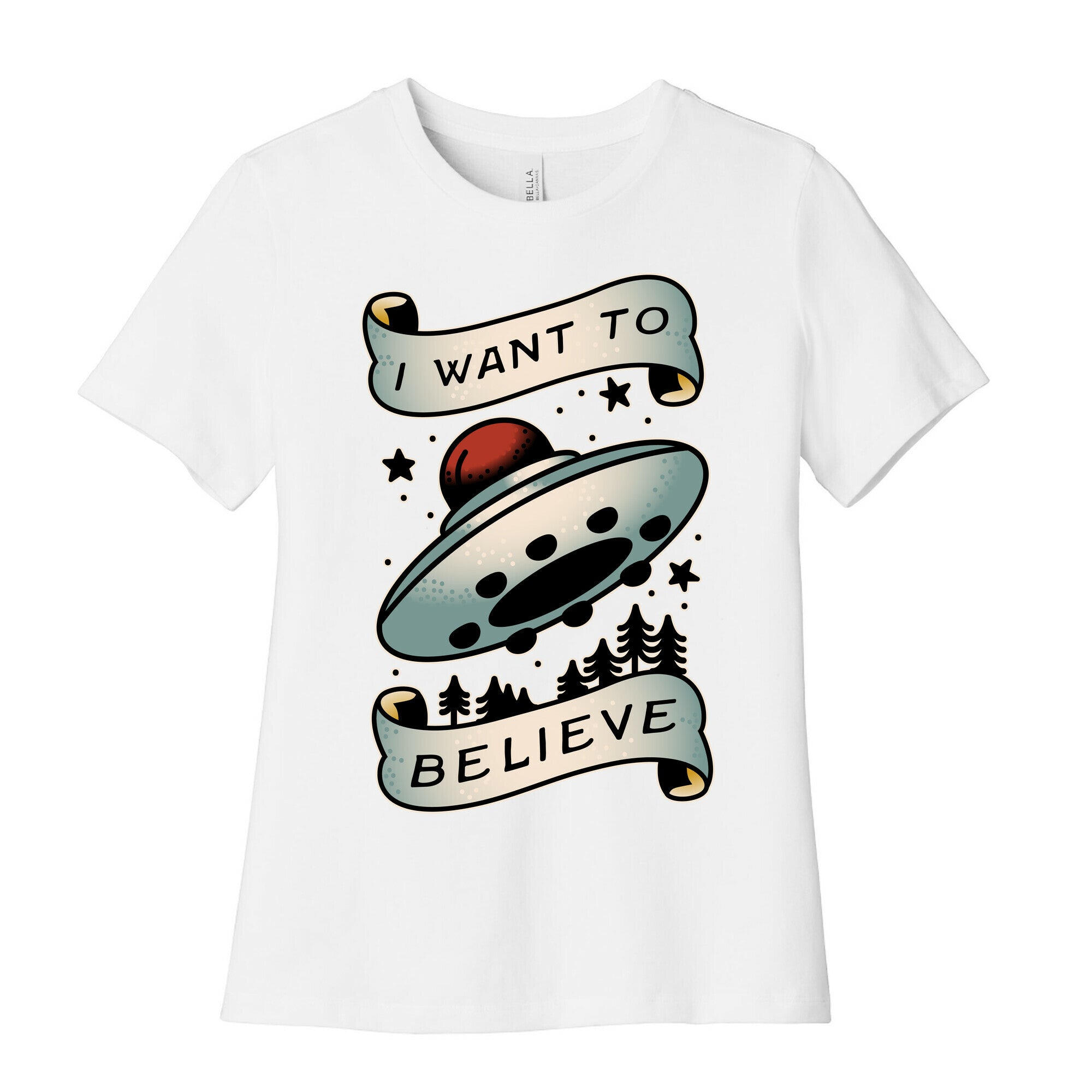I Want to Believe (Old School Tattoo) Women's Cotton Tee