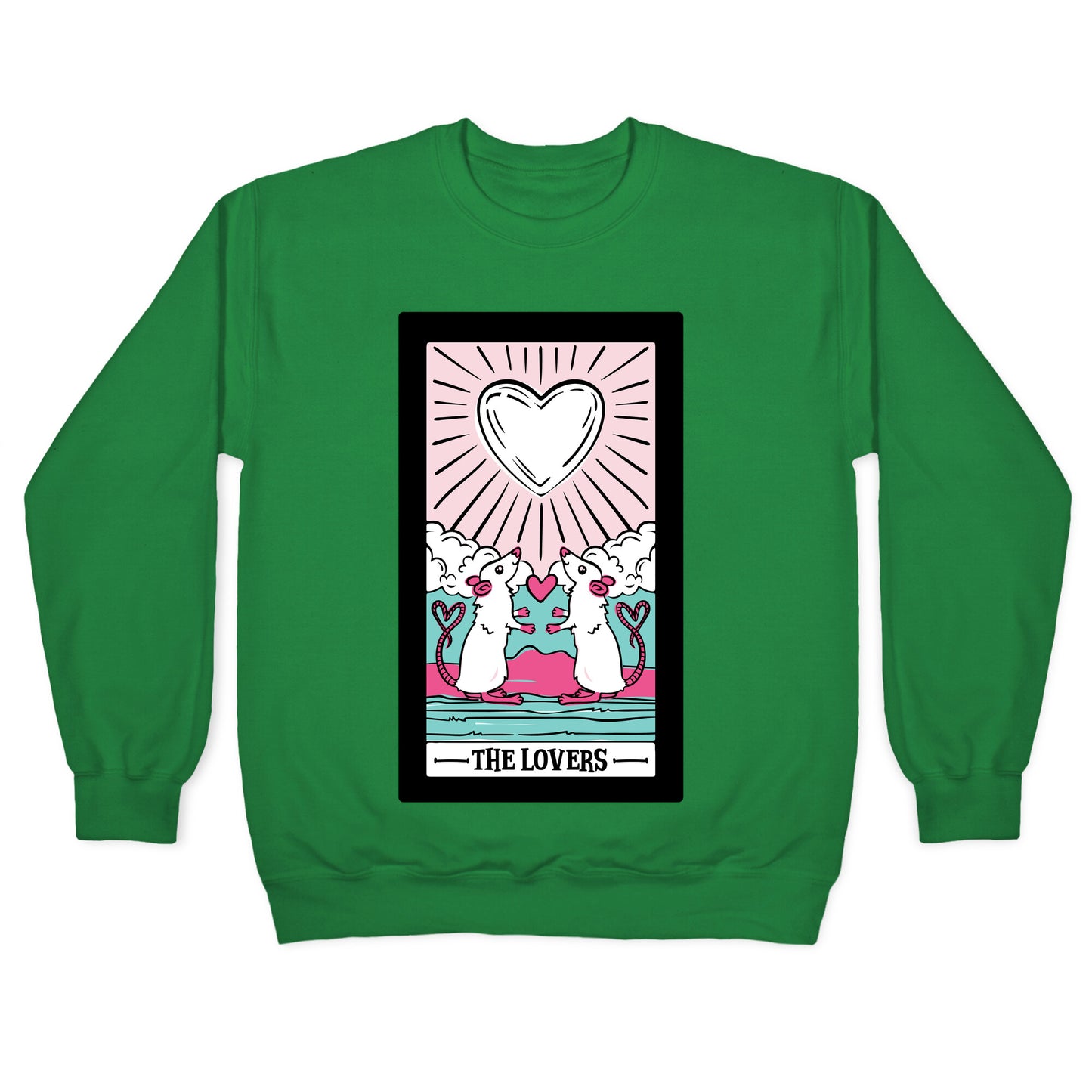 The Rat Lovers Tarot White Print Crewneck Sweatshirt