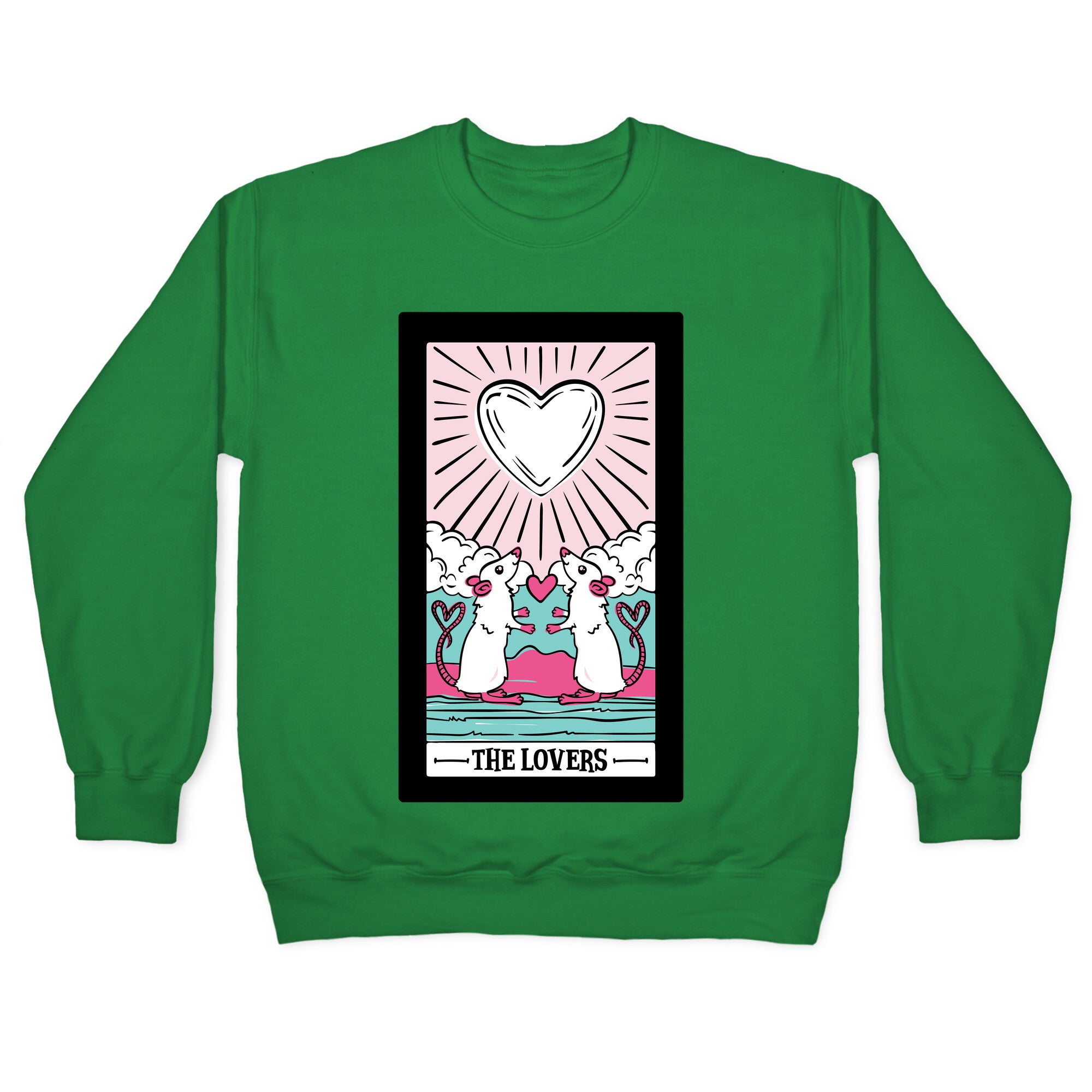 The Rat Lovers Tarot White Print Crewneck Sweatshirt