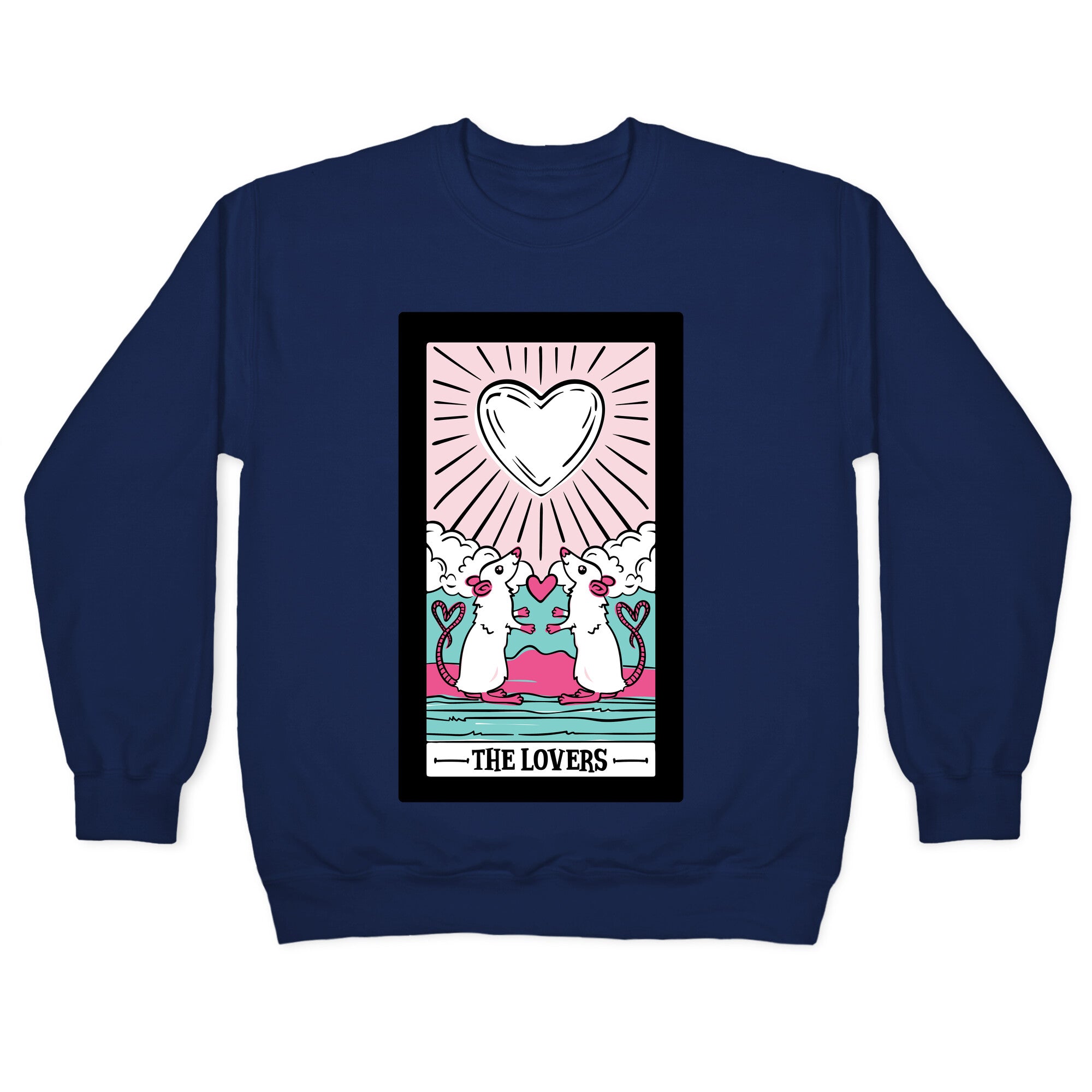 The Rat Lovers Tarot White Print Crewneck Sweatshirt