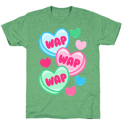 WAP WAP WAP Candy Hearts Parody White Print Unisex Triblend Tee