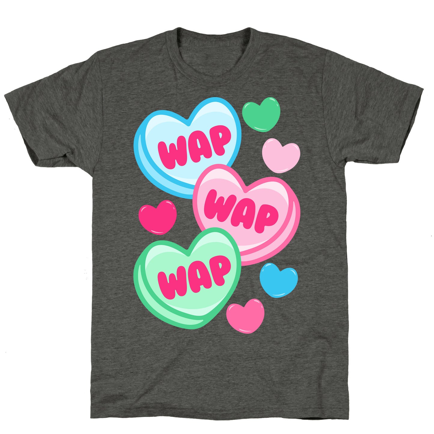 WAP WAP WAP Candy Hearts Parody White Print Unisex Triblend Tee