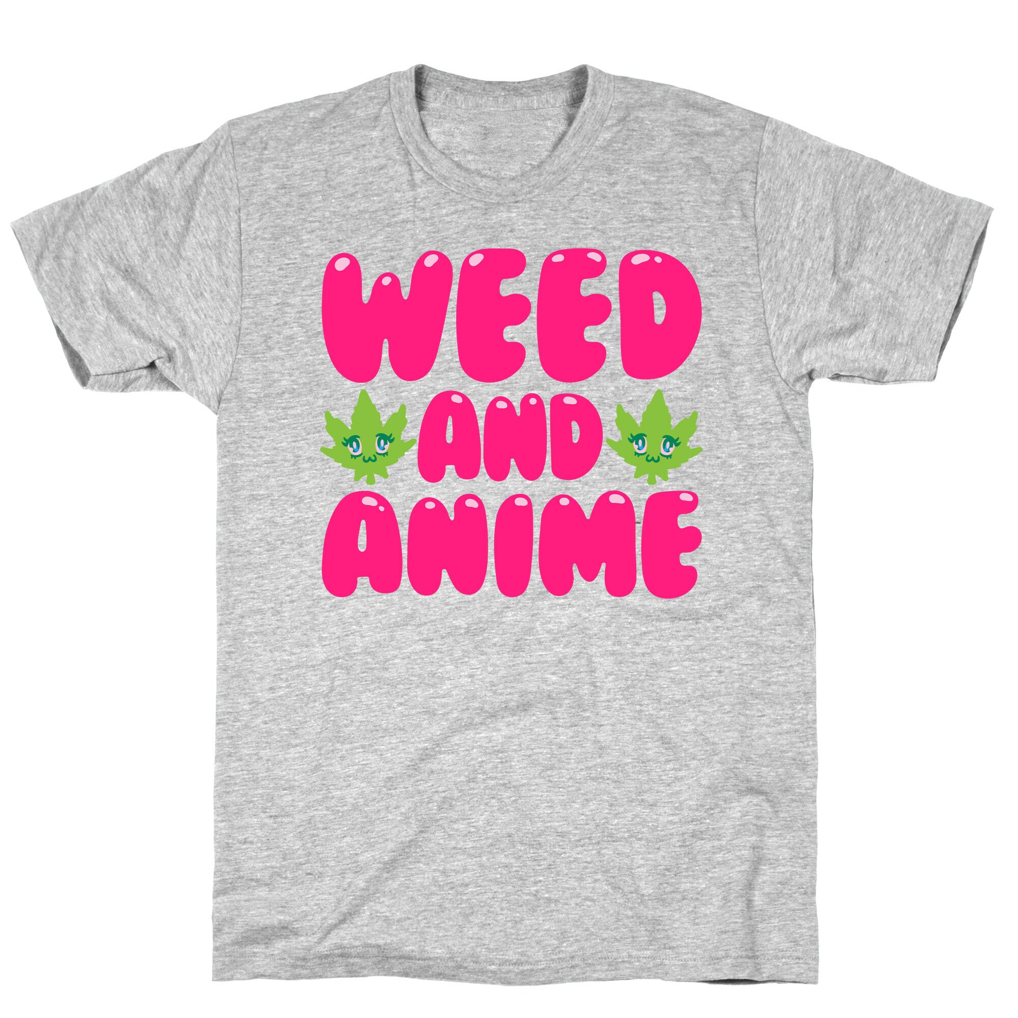 Weed And Anime White Print T-Shirt