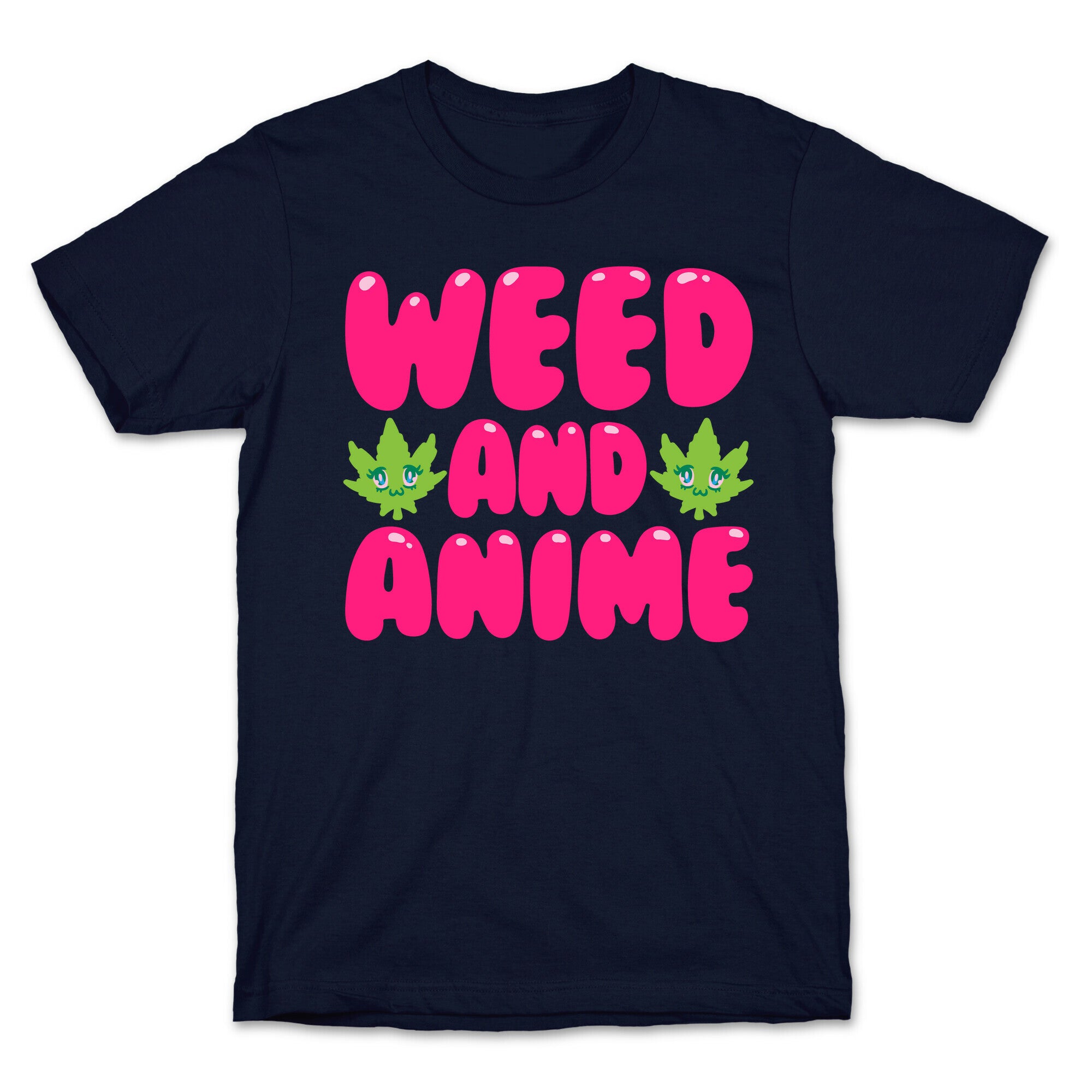 Weed And Anime White Print T-Shirt