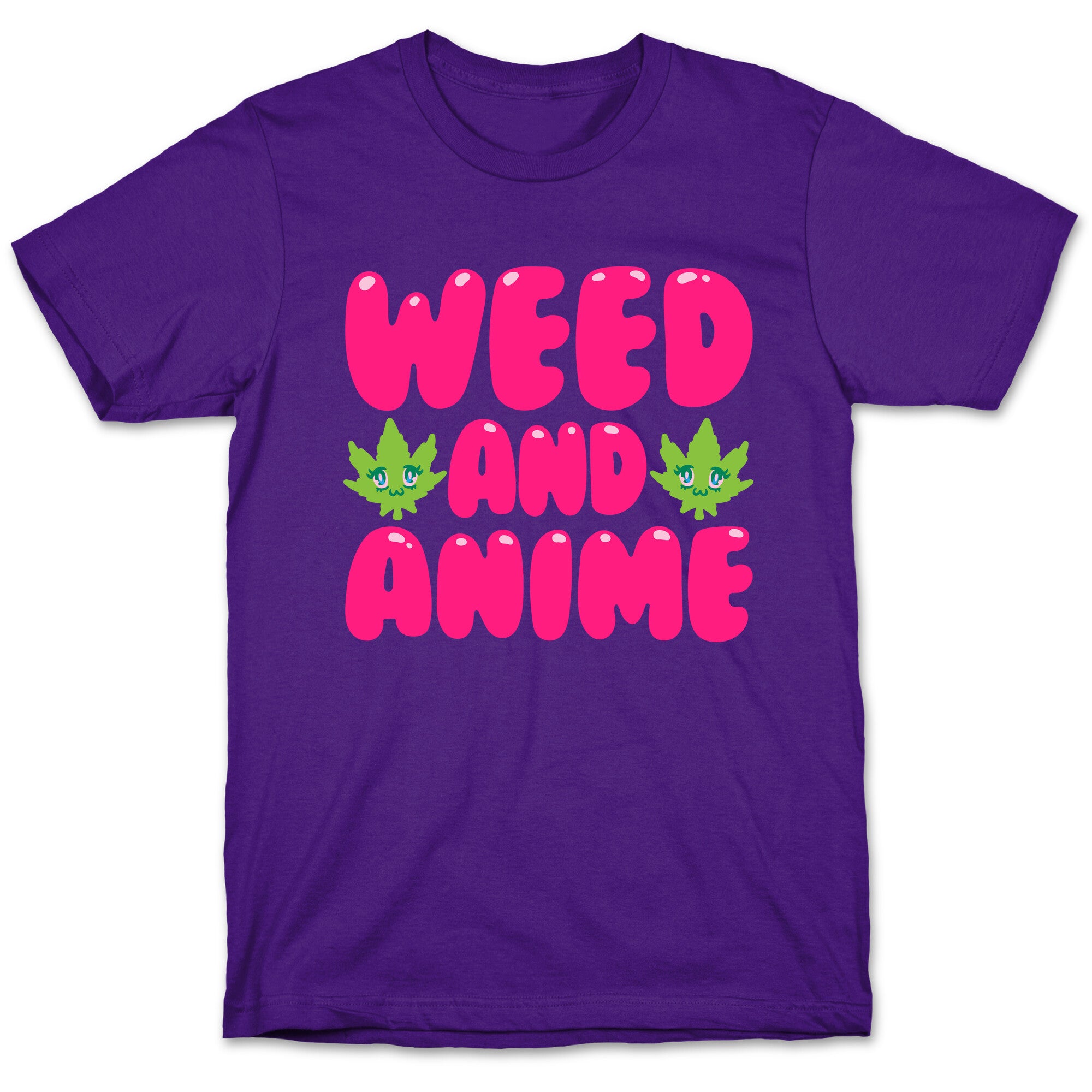Weed And Anime White Print T-Shirt