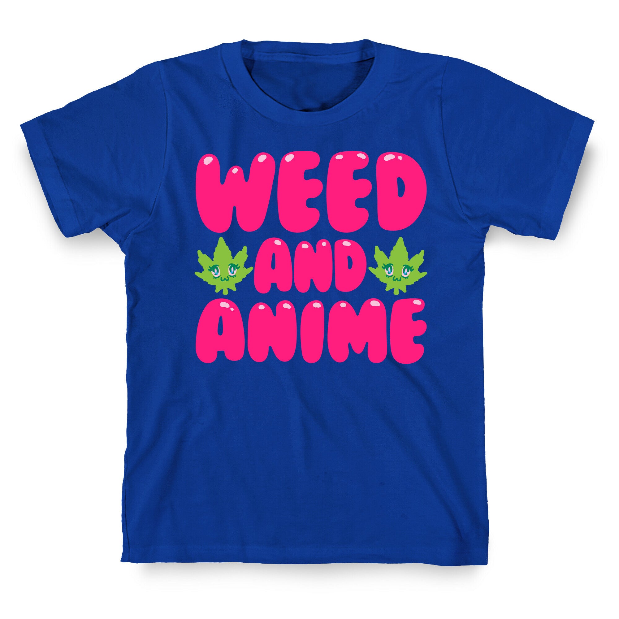 Weed And Anime White Print T-Shirt