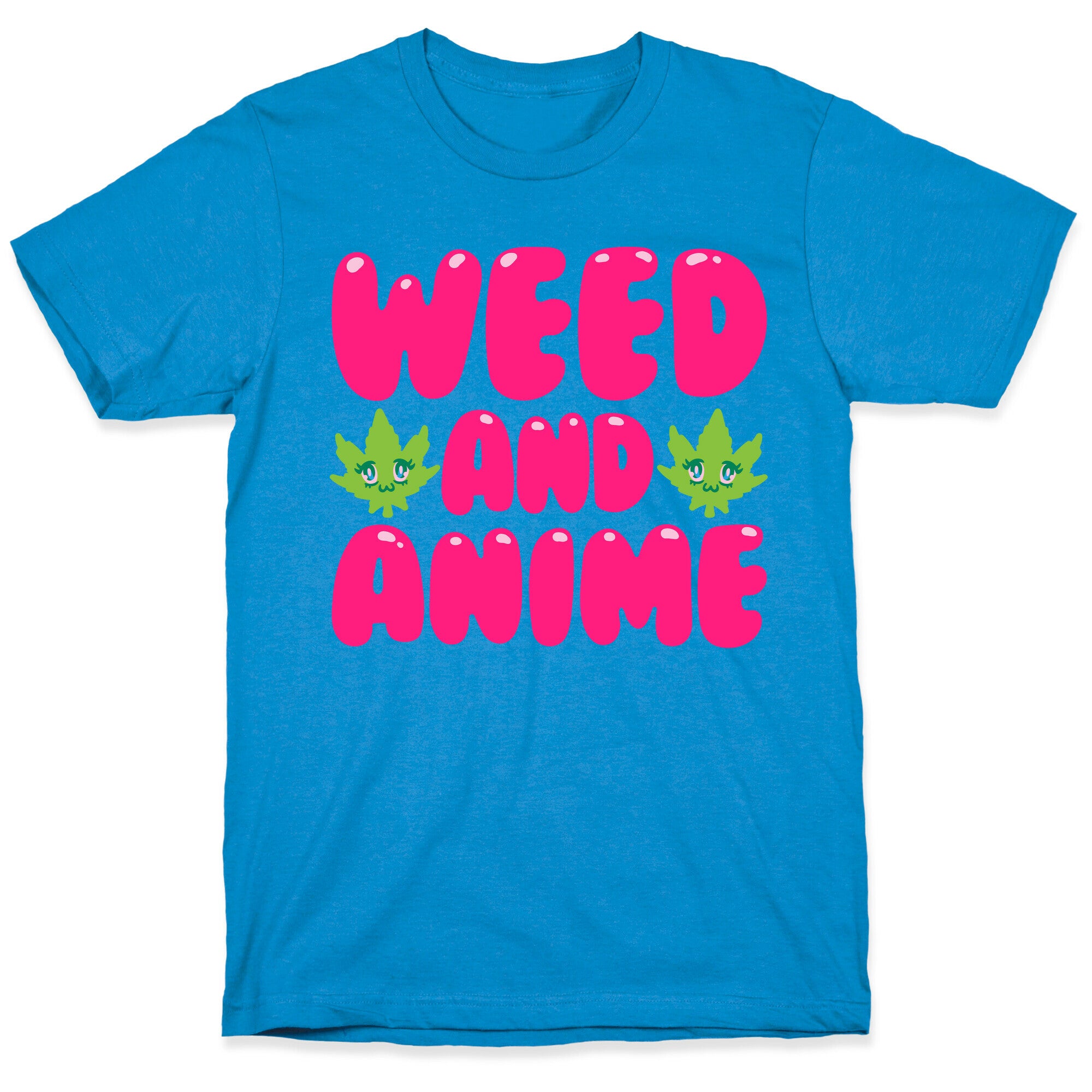 Weed And Anime White Print T-Shirt