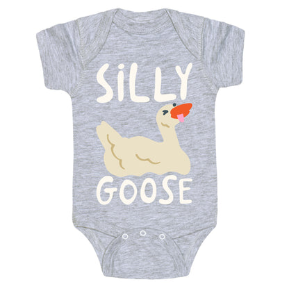 Silly Goose White Print Baby One Piece