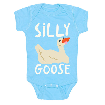 Silly Goose White Print Baby One Piece