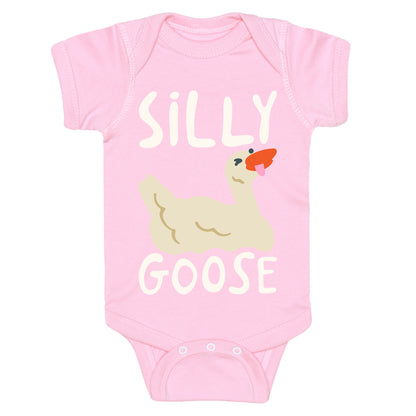 Silly Goose White Print Baby One Piece