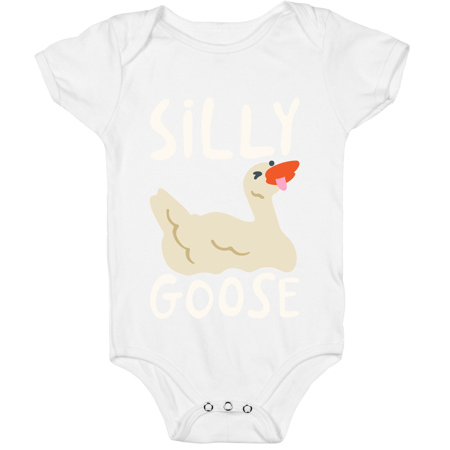Silly Goose White Print Baby One Piece